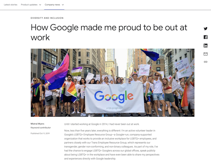 How Google provides an inclusive workplace for LGBTQ+ employees.